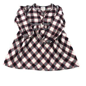 Hanna Andersson Girls Sz110 4-6 Years Red Black Plaid Flannel Holiday Dress